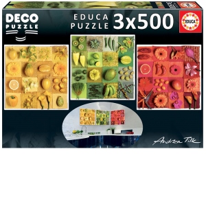 Puzzle 3x500 Exotic fruits and flowers, Andrea Tilk