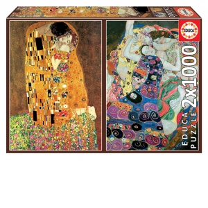 Puzzle 2x1000 The Kiss + The Maiden, Gustav Klimt