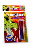 Set carte colorat + creioane colorate , Dinozaur