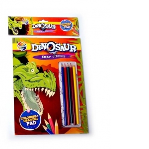 Set carte colorat + creioane colorate , Dinozaur