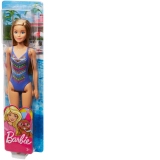 Papusa Barbie Blonda cu Costum de Baie cu Model Multicolor