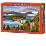 Puzzle 500 piese Sunrise Over Sylvenstein Lake, Germany