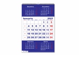 Calendar triptic de perete 2021 Clasic 1, albastru
