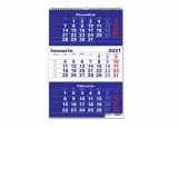 Calendar triptic de perete 2021 Clasic 2, albastru