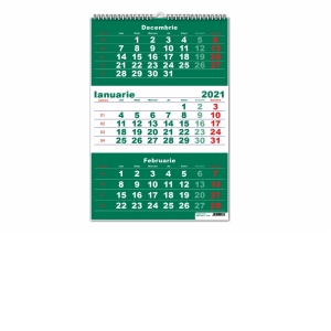 Calendar triptic de perete 2021 Clasic 2, verde