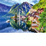 Puzzle - Hallstatt Lake and Village with Boat, 99 piese (1021)