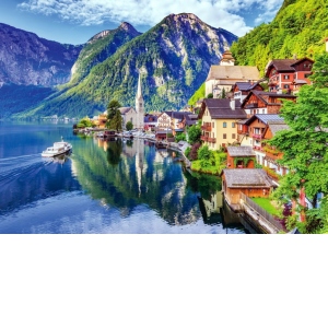 Puzzle - Hallstatt Lake and Village with Boat, 99 piese (1021)