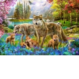 Puzzle - Spring Wolf Family, 1500 piese (70195)