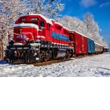 Puzzle - Red Train In The Snow, 1500 piese (70282)