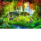 Puzzle - Summer Wolf Family, 1000 piese (70156)