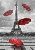 Puzzle Eiffel Tower with Flying Umbrellas, 1000 piese albnegru (61383)