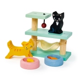 Set figurine pisici, din lemn premium, pentru casute de papusi, 7 piese