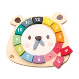 Ceasul Ursul colorat, din lemn premium, Bear Colour Clock, 12 piese colorate