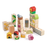Cuburi stivuibile cu ilustratii din gradina, din lemn premium, Garden Blocks, 24 piese