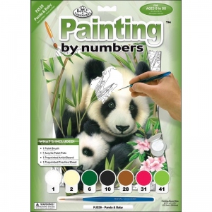 Prima mea pictura pe numere junior mica - Panda cu pui