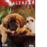 Calendar de perete 2021, format mare, spiralat, 6 file: Pisici si Caini