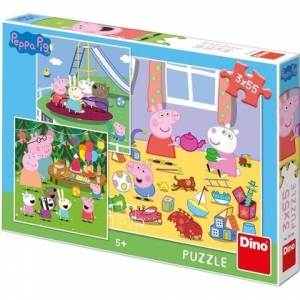 Puzzle 3 in 1 - Purcelusa Peppa in vacanta (3 x 55 piese)