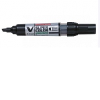 Marker Permanent Pilot VSuper Color Negru, reincarcabil, varf tesit