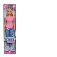 Papusa Steffi Jeans Fashion cu Bluza Roz