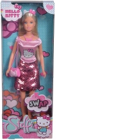 Papusa Steffi cu Fustita cu Paiete Hello Kitty