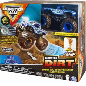 Monster Jam Set Camioneta cu Nisip Kinetic Thunder Blue