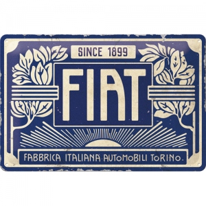 Placa metalica 20x30 Fiat - Since 1899 Logo Blue