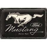 Placa 20x30 Ford Mustang - Horse Logo Black