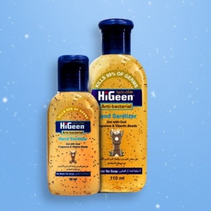 HiGeen gel antibacterian pentru maini cu vitamine si glicerina, Oud (alcool 70%) 110ml
