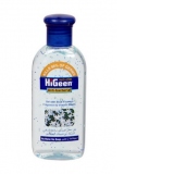 HiGeen gel antibacterian pentru maini cu vitamine si glicerina, Blue flowers (alcool 70%) 110ml