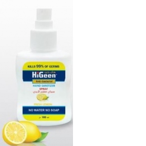 HiGeen spray dezinfectant pentru maini, masca sau suprafete, Lemon (alcool 70%) 100ml