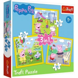 Puzzle 3in1 Peppa Pig, O zi aniversara