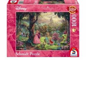 Puzzle 1000 piese Disney, Thomas Kinkade - Disney Frumoasa din padurea adormita