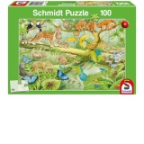Puzzle 100 piese - Animals in the Jungle