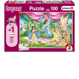 Puzzle 100 piese Schleich - In The Hall Of The Crown Of Bayala