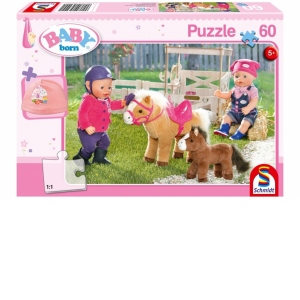 Puzzle 60 piese Baby Born - La ferma de ponei
