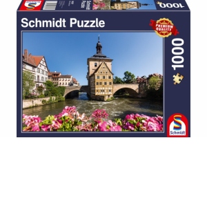 Puzzle 1000 piese - Bamberg, Regnitz si Primaria Veche