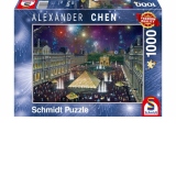 Puzzle 1000 piese Alexander Chen - Focuri de artificii la Luvru