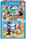 Puzzle 2 in 1 At the Airport and On the Train