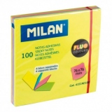 Bloc notes adeziv 76x76 mm 4 culori asortate fluo Milan
