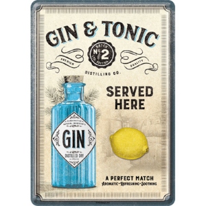 Carte postala metalica "Gin & Tonic Served Here"