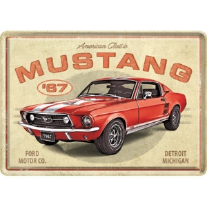 Carte postala metalica "Ford Mustang - GT 1967 Red"