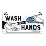 Placa metalica cu snur 10x20 Wash Your Hands, please!