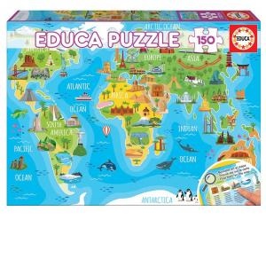 Puzzle 150 piese Monuments World Map 18116