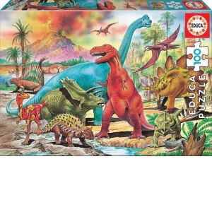 Puzzle 100 piese Dinosaurs