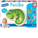 Puzzle 5x 2-5 piese Tropical Animals