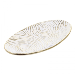 Platou decorativ ceramic White Circles, 36x4x20