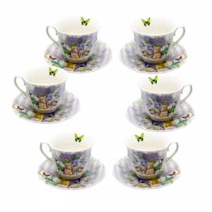 Set 6 cesti ceai Beautiful Lavender, Portelan, 150 ml