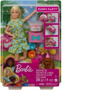Barbie Gama Family Set Papusa cu Catelusi