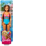 Papusa Barbie Satena cu Costum de Baie Rosu-Albastru
