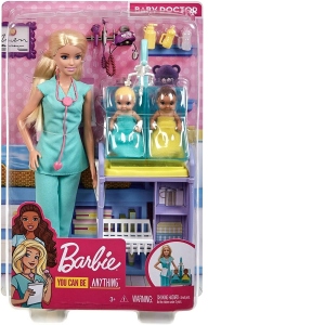 Barbie Cariere Set cu Papusa Doctor Pediatru